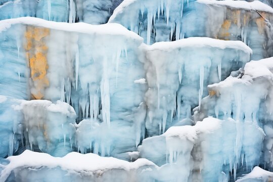 ice patterns in a semi-frozen waterfall