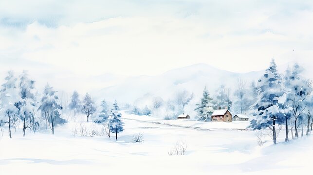 A beautiful country farm in the snow