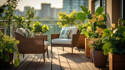Fototapeta premium table and chairs in a garden