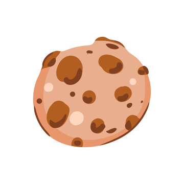 Cookies with chocolate crumbs. An isolated cookie on a white background. Single cookie icon