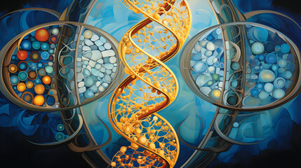 The strands of human DNA, intricately woven with an artistic touch, embody the blueprint of life. Within this helical structure, symbols of Christ are subtly embedded, resembling a divine signature