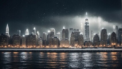 city skyline at night