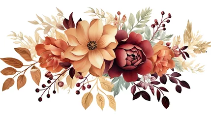 Gordijnen A Colorful Autumn Bouquet - Featuring Daisies, Pansies, and Chrysanthemums © shelbys
