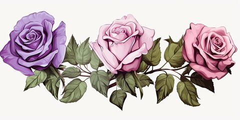 Naklejka premium Colorful illustration of roses