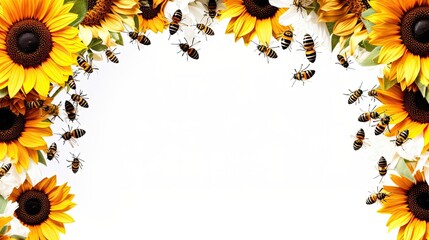 A Beautiful Arrangement of Honey Bees and Sunflowers - Powered by Adobe