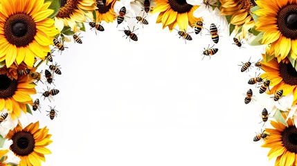 Rolgordijnen A Beautiful Arrangement of Honey Bees and Sunflowers © shelbys