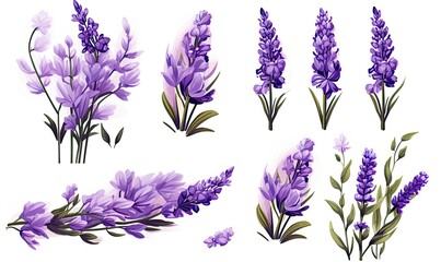 Lilac illustrations in various purple shades