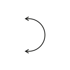 Naklejka premium Dual semi circle arrow. Vector illustration. Semicircular curved thin long double ended arrow. 