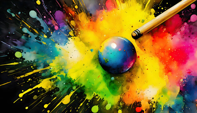 Flashy billiard ball and cue tip