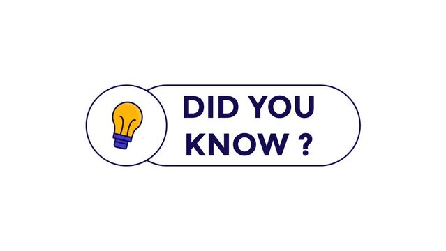 did you know text concept animation. Light bulb symbol. white background. Interesting fact, please sign. Marketing and advertising tags. did you know animated video with copyspace for text template