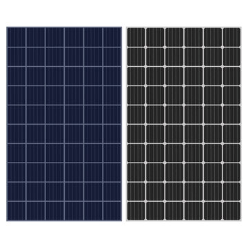 Poly crystalline solar cell silicon panel and Mono crystalline solar cell silicon panel vector on white background.
