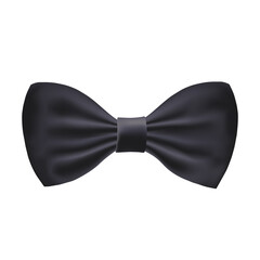 vector image of the silk black elegant bowtie isolated on the white background.