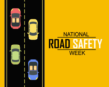 National Road Safety Week, 11 to 17 January Every Year cars moving on the highway road vector illustration. - Powered by Adobe