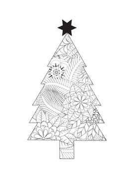 flower coloring  pages Christmas Tree the singel flower