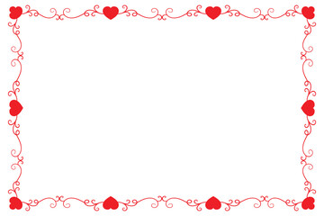 Heart Swirl Romantic Love ornaments isolated border layout, red hearts ornate award frame border, Valentine Day Card Border Square frame design, decorative heart rectangle frame vector element