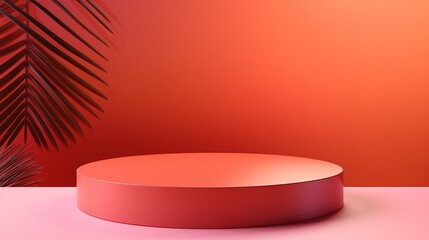 Podium and abstract background. Round stand. Platform for your design. 3D image, generative ai