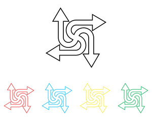 Four directions icon vector. Four side arrow icon sign symbol in trendy flat style. Set elements in colored icons. Arrows different directions vector icon illustration isolated on white background