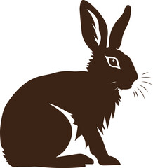 Silhouette of a rabbit isolated on white background