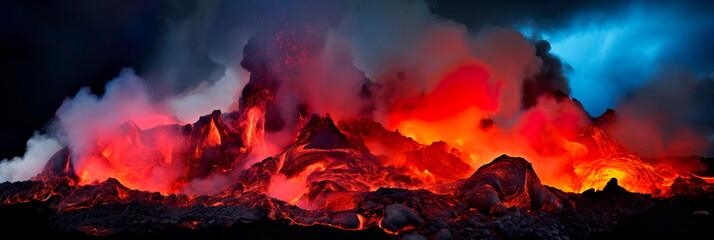 raw power and beauty of volcanic regions, with active volcanoes and geothermal activity. Generative AI