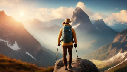 The Climb Unveiled: Photo Illustration of Mountaineering Lifestyle - obrazy, fototapety, plakaty