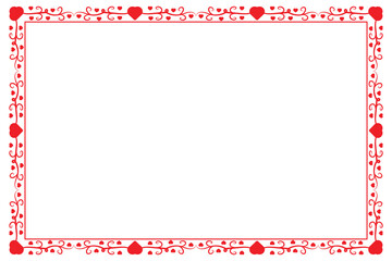 Heart Swirl Romantic Love ornaments isolated border layout, red hearts ornate award frame border, Valentine Day Card Border Square frame design, decorative heart rectangle frame vector element