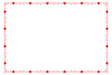 Heart Swirl Romantic Love ornaments isolated border layout, red hearts ornate award frame border, Valentine Day Card Border Square frame design, decorative heart rectangle frame vector element