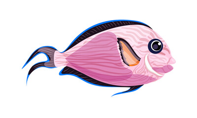 Vector hand drawn flat design sea animal on white background