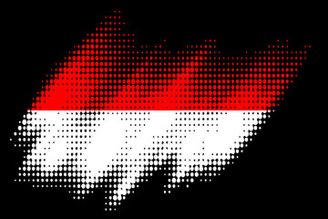 Halftone flag of Indonesia, halftone effect Indonesia flag