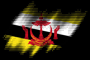 Halftone flag of Brunei, halftone effect Brunei flag