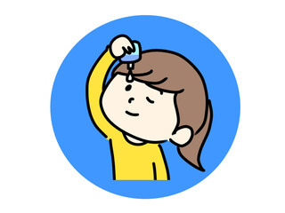目薬　女性　イラスト
