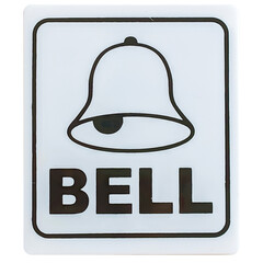 a label with the word "bell" usually placed in front of the house