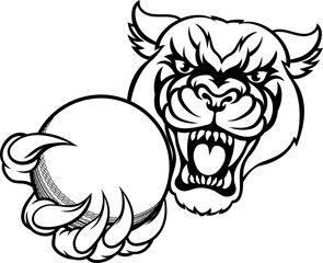 Panther Cougar Jaguar Cat Cricket Ball Mascot