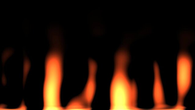 Fire flame burning slow motion on dark black background