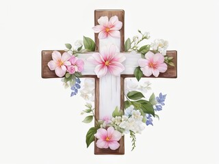 cruz con flores