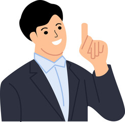 Fototapeta na wymiar businessman and pointing up at space or hand gesture and point to marketing