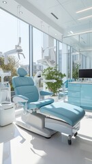 contemporary dentist office with windows. - obrazy, fototapety, plakaty