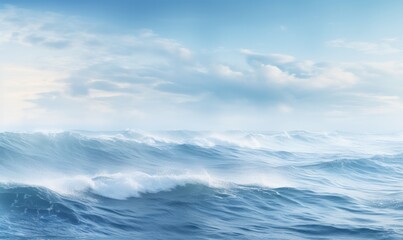 Sea wave on blue sky background of ocean wave. 