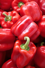 closeup macro of red Bell peppers, texture food advertising