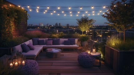 Obraz premium A modern urban rooftop garden