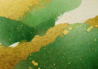 金色と緑の和紙背景テクスチャー