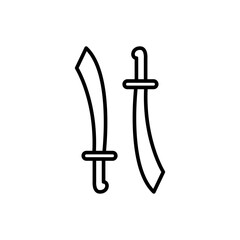 Twin sword outline icons, minimalist vector illustration ,simple transparent graphic element .Isolated on white background