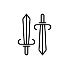 Twin sword outline icons, minimalist vector illustration ,simple transparent graphic element .Isolated on white background
