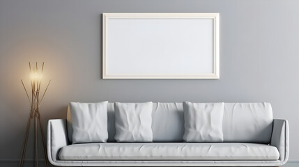 blank horizontal frame mockup, Lighting, in living room