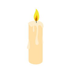 
A lit candle. Wax candle 