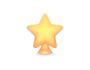 3D illustration of a Christmas star. The yellow star shines. Christmas tree decorations. decoration or ornament. Minimalist 3D illustration design. graphic elements. Asset vector