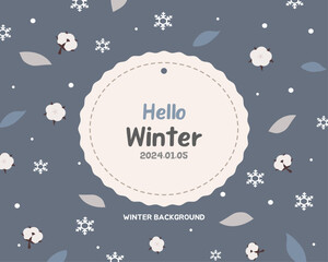 Hello winter cotten abstract backdrop