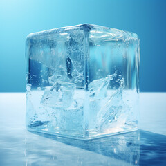 Crystal Clear Ice Transparency and Intricacies in a Captivating Ice Block Photo Perfect Ice Cube Image Against a Plain Background Hyper Realistic Image of Frozen Ice Cube Crystal Formation Cold Drink 