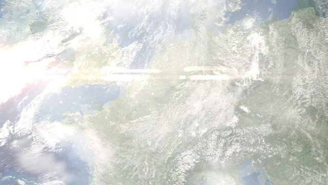 Zoom in from space and focus on Durbuy, Belgium. 3D Animation. Background for travel intro. Elements of this image furnished by NASA