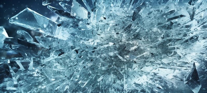 Shattered Glass Capturing Chaos in Frozen Fragments Of Broken Glass Flying in the Air Glass Pieces Exploding from the Center Shattered Mirror in Mid Air Frozen in Time Mirror Pieces Shattering in Air