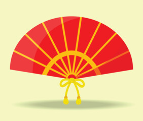 icon vector illustration cute bamboo mobile folding fan Symbols of traditional East Asia For Chinese New Year.